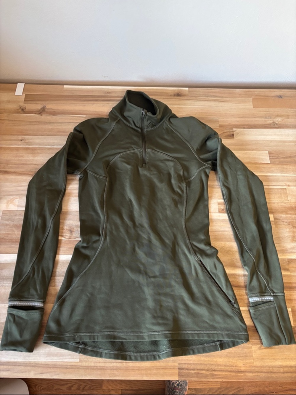 lululemon athletica Olive Green Half-Zip Long Sleeve Top